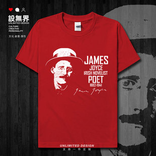爱尔兰作家詹姆斯乔伊斯James Joyce签名短袖T恤男女上衣设 无界