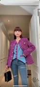vivian英伦风时尚套装两件套粗纺外套搭蓝色帅气马夹洋气显瘦