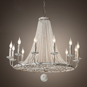 白色创意个性 美式水晶灯客厅吊灯餐厅卧室别墅复古铁艺灯具
