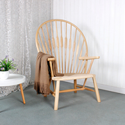 孔雀椅创意家用阳台躺椅简约现代卧室靠背休闲椅北欧实木喝茶椅子