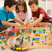木质138件托马斯小火车轨道套装 榉木大型积木轨道拼装玩具