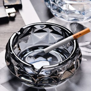 玻璃烟灰缸创意个性大号水晶烟缸家用客厅办公室轻奢高档防实用