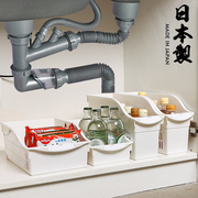 日本进口橱柜滑轮收纳篮，厨房桌面调料水槽，下置物架冰箱分隔储物筐
