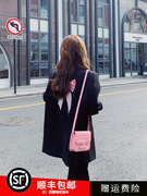 黑色西装外套女春秋2023韩版宽松小个子高级设计感蝴蝶结西服