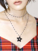 RTEP 手工编织 千禧年黑色珠珠双层套装五角星精致细链毛衣链项链