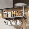 厨房置物架橱柜柜子悬挂分层下挂纸巾架，吊柜下不锈钢多功能收纳架
