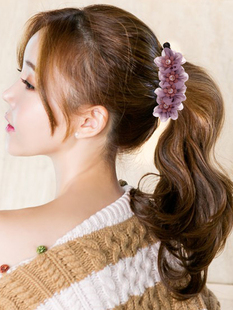 韩国气质花朵香蕉夹竖夹绢纱卡子马尾夹头饰时尚发夹发卡发饰