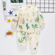 初生婴儿衣服春秋新生儿系带和尚服秋装夹棉0-3个月宝宝棉衣套装
