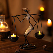 复古铁艺烛台蜡烛摆件欧式创意小金属烛光装饰桌浪漫晚餐布置道具