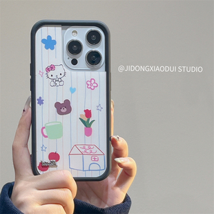 可爱少女小熊Hellokitty适用iPhone15promax手机壳苹果14pro11网红15小众14女13pro超火12防摔全包手机套