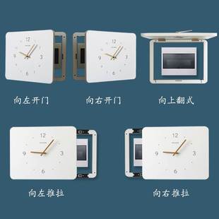 北欧电表箱装饰画带钟表，推拉式竖款时钟空气开关，配电箱遮挡免打孔