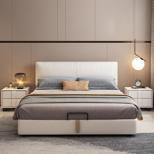 南极人主卧床双人床轻奢皮艺床，现代简约1.8米1.5m小户型纳帕皮床