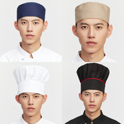 厨师帽子男厨师工作帽白色蘑菇，帽餐饮布帽饭店食品帽厂回族帽圆帽