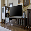 法式实木电视柜落地收纳储物柜一体客厅家用美式轻奢复古电视机柜