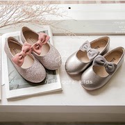2023韩国童鞋basr儿童，女孩宝宝蝴蝶结，漂亮跨带单鞋皮鞋