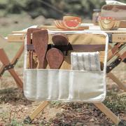 户外野餐餐具收纳包便携式烧烤炊具折叠置物挂袋，悬挂式帆布收纳袋