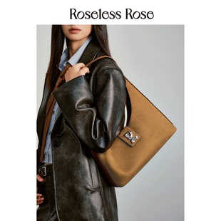 Roseless软软包真皮麂皮大容量棕色包包女复古美拉德单肩包高级感