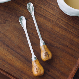 树可咖啡勺搅拌棒勺可立长柄勺子迷你精致蜂蜜果酱甜品不锈钢小勺