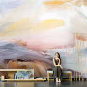 抽象艺术壁纸北欧电视背景，墙纸现代简约沙发墙布，客厅卧室壁画壁布