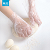 茶花一次性手套透明耐用100只小龙虾清洁加厚食品级餐饮厨房塑料
