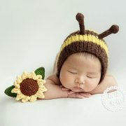 新生儿摄影道具可爱小蜜蜂，帽子百天初生，婴儿童宝宝拍照新生美作