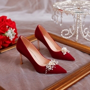 。高级感婚鞋婚礼订婚高跟鞋，女结婚不累脚，新娘鞋秀禾服婚纱两用