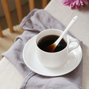 景德镇纯白骨瓷创意咖啡杯套装简约咖啡杯碟欧式花茶杯子