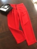 梦幻星座  高级感气质显瘦红色高腰休闲裤女时髦宽松垂感九分裤
