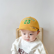 韩国风纯色字母标儿童软沿鸭舌帽子百搭小童宝宝嘻哈帽遮阳棒球帽