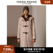 teenieweenie小熊，奥莱秋冬绵羊毛混纺，宽松牛角扣毛呢大衣