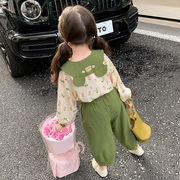 女童秋装套装2023韩版洋气时髦儿童衣服女宝宝春秋小童两件套