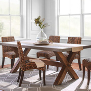 美式乡村全实木6人位餐桌家用客厅聚会餐台长方形饭桌椅木桌