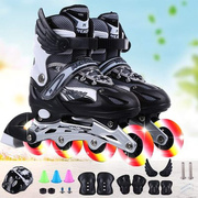 男大人溜冰鞋。男童旱冰溜冰鞋女闪灯白色通用女滑冰鞋刹车轮扣。
