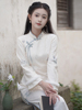 新中式国风少女蕾丝倒大袖旗袍，2023冬季加绒加厚打底年轻款连衣裙