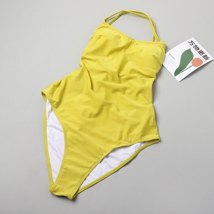 8818外贸女款连体泳装，夏季纯色性感，挂脖露背时尚三角连体泳衣