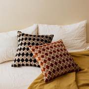 mifu米夫割绒黑灰焦糖色抱枕靠垫客厅，沙发轻奢复古几何简约现代
