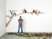 背景墙壁挂书架个性树形书架隔板置物架创意客厅装饰实木儿童墙面