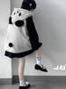 日系可爱熊猫羊羔毛外套(毛外套，)女冬季小个子，宽松慵懒风学生毛绒上衣