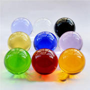 国风馆水晶玻璃七彩球彩色玻璃珠，红黄蓝绿健身球风水球摆件水晶球