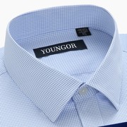 雅戈尔长袖衬衫男士中年纯棉免烫，商务正装工作，格子条纹白衬衣(白衬衣)