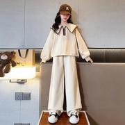 女童秋装套装时髦洋气2024大童海军领卫衣女孩春秋休闲两件套