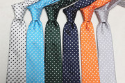 低价外贸领带出口色织南韩丝男正装商务波点领带8CM手打结婚工装