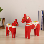 。瑞典达拉木马摆件红色马木质(马，木质)玩具马创意(马创意，)饰品玩偶摆件北欧客厅装