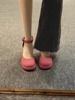 仙女风单鞋女2023年春季时尚百搭粉色小个子高跟粗跟玛丽珍鞋