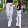 白色软直筒牛仔裤女夏季薄款2024年高腰，窄版阔腿女裤夏天裤子