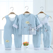 婴幼儿背带套装宝宝，三件套加棉0-1岁棉衣，男童女童过年服