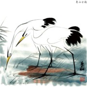 近现代 林风眠 双鹤新中式卧室客厅挂画壁画装饰画高清微喷复制