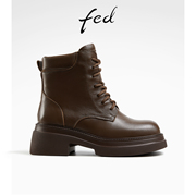 fed真皮短靴冬季靴子厚底马丁靴粗跟机车靴女款R1004-ZFA912