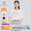 xg雪歌微泡泡袖白色短袖T恤女2024夏装纯棉上衣XJ201024A351