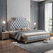 美式床双人床现代简约轻奢皮床主卧公主床，高端软包储物实木皮床